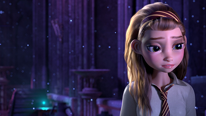 no hope harry potter style stylized blond female character atmosphere night in the castle