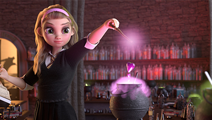 love potion stylized female character making love postion blond harry potter inspired