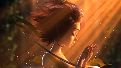 heaven is calling stylized realistic hair red female character