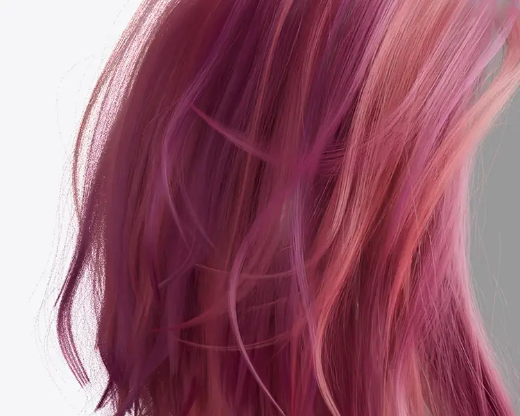 Macro Grooming Detail: Pink hair stylized character by Kaan Zorlu