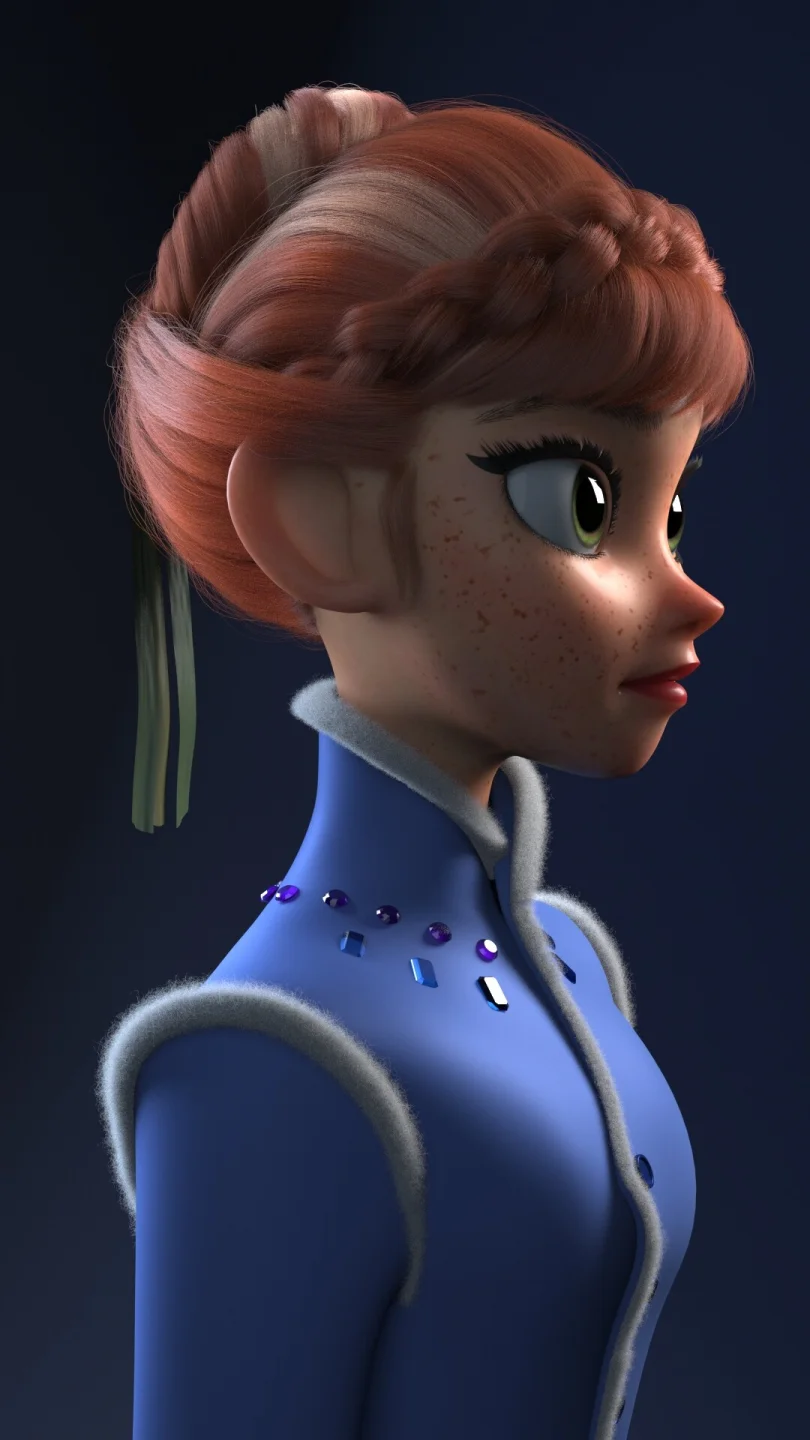 Anna's Hair - Maya, XGen, Redshift 3D Grooming Artist, Art Director 3D render breakdown 3