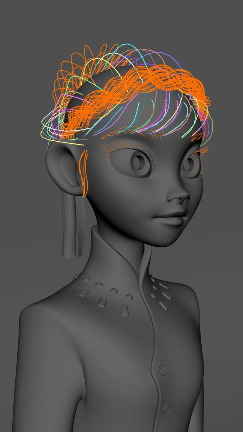 Anna's Hair - Maya, XGen, Redshift 3D Grooming Artist, Art Director 3D render breakdown 8