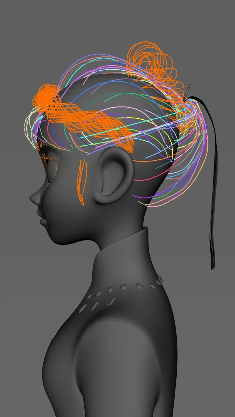 Anna's Hair - Maya, XGen, Redshift 3D Grooming Artist, Art Director 3D render breakdown 9