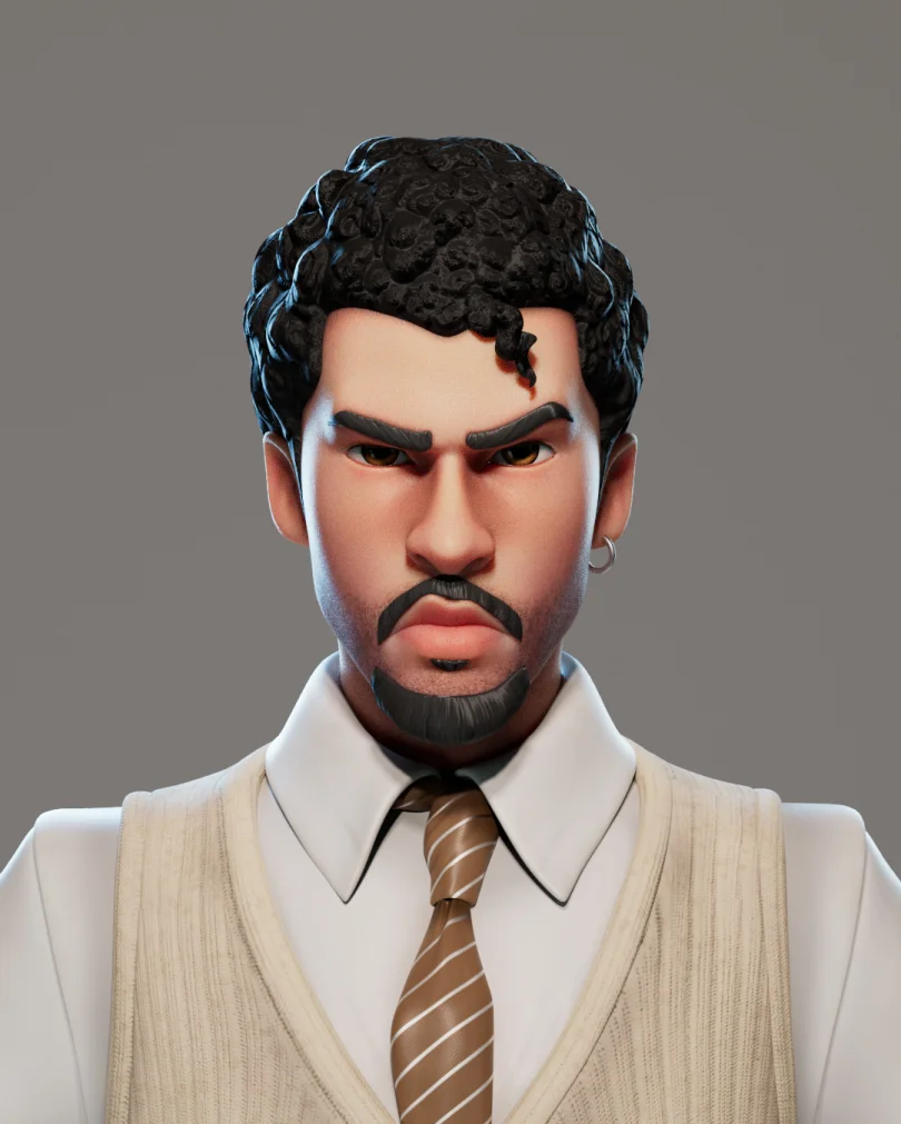 Bad Bunny - Maya, Zbrush, Substance Painter 3D Visual Development Artist, Character Artist 3D render breakdown 7