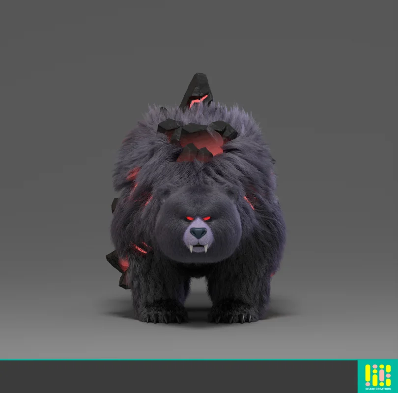 Call Of Dragons "Direbear" - Maya, XGen, Arnold 3D Grooming Artist, LookDev 3D render breakdown 1