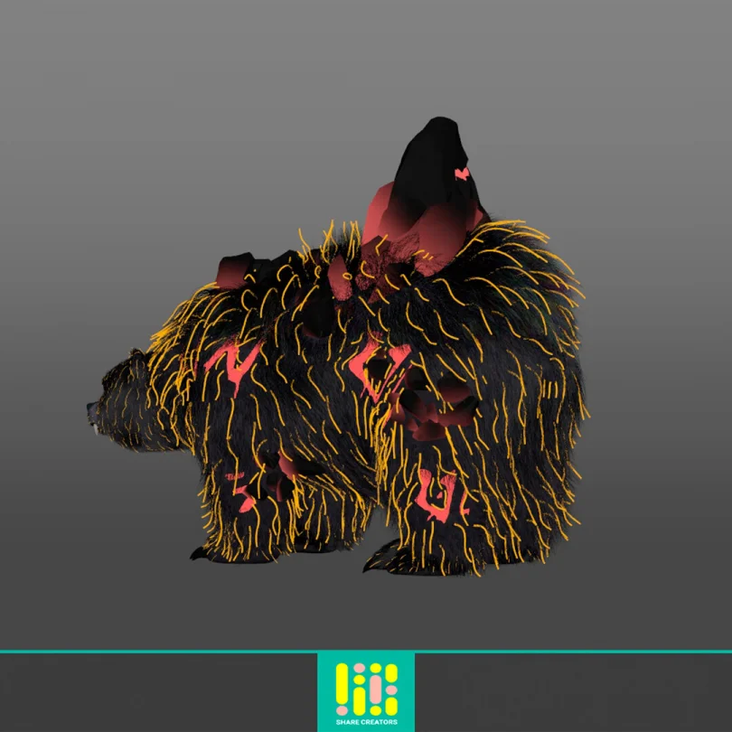 Call Of Dragons "Direbear" - Maya, XGen, Arnold 3D Grooming Artist, LookDev 3D render breakdown 12