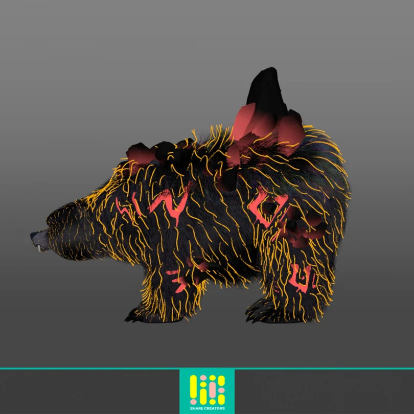 Call Of Dragons "Direbear" - Maya, XGen, Arnold 3D Grooming Artist, LookDev 3D render breakdown 9
