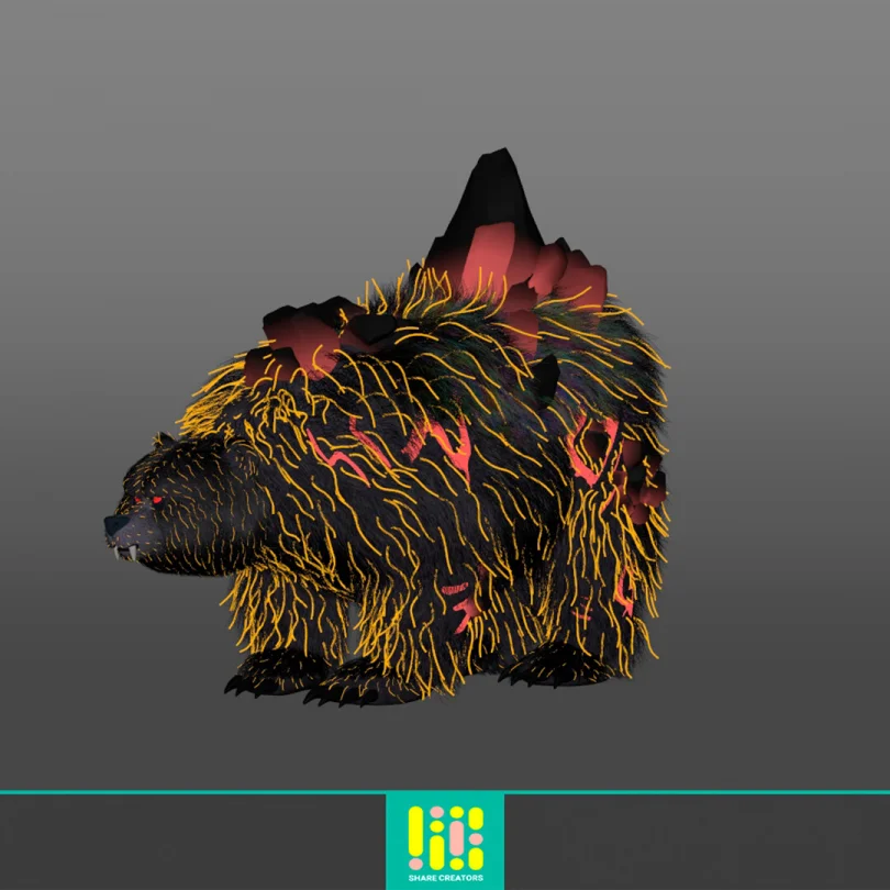 Call Of Dragons "Direbear" - Maya, XGen, Arnold 3D Grooming Artist, LookDev 3D render breakdown 10