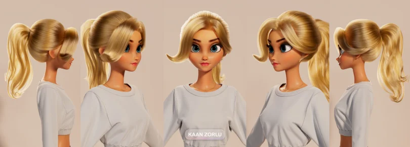 LINY Character Breakdown - Maya, Zbrush, Arnold, XGen 3D character Artist, Art Director 3D render breakdown 7