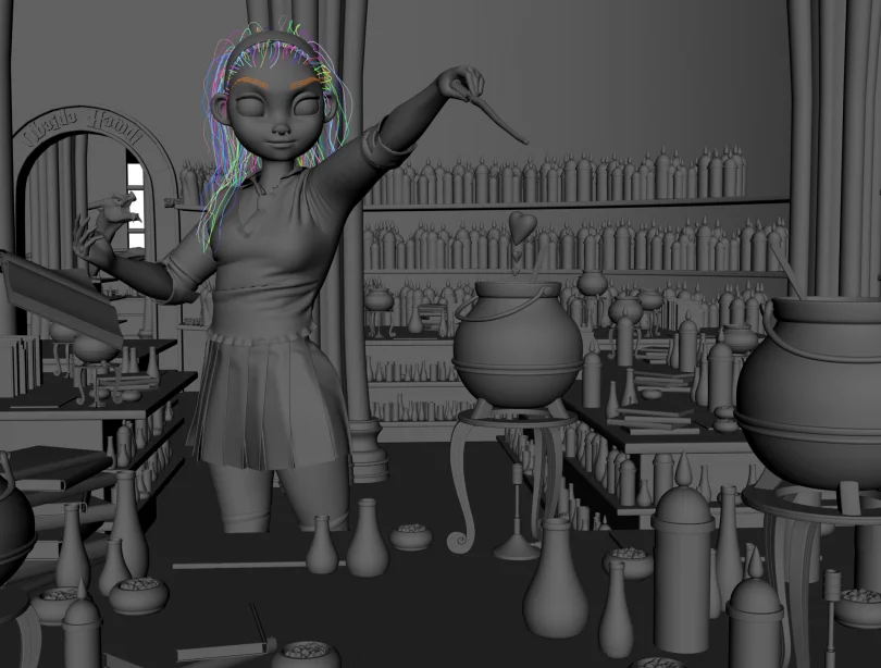 Love Potion - Maya, Zbrush, Photoshop, XGen, Arnold, Marvelous Designer 3D Character Artist, Art Director 3D render breakdown 2
