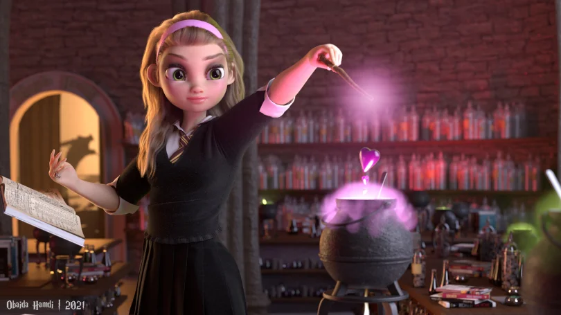 Love Potion - Maya, Zbrush, Photoshop, XGen, Arnold, Marvelous Designer 3D Character Artist, Art Director 3D render breakdown 4
